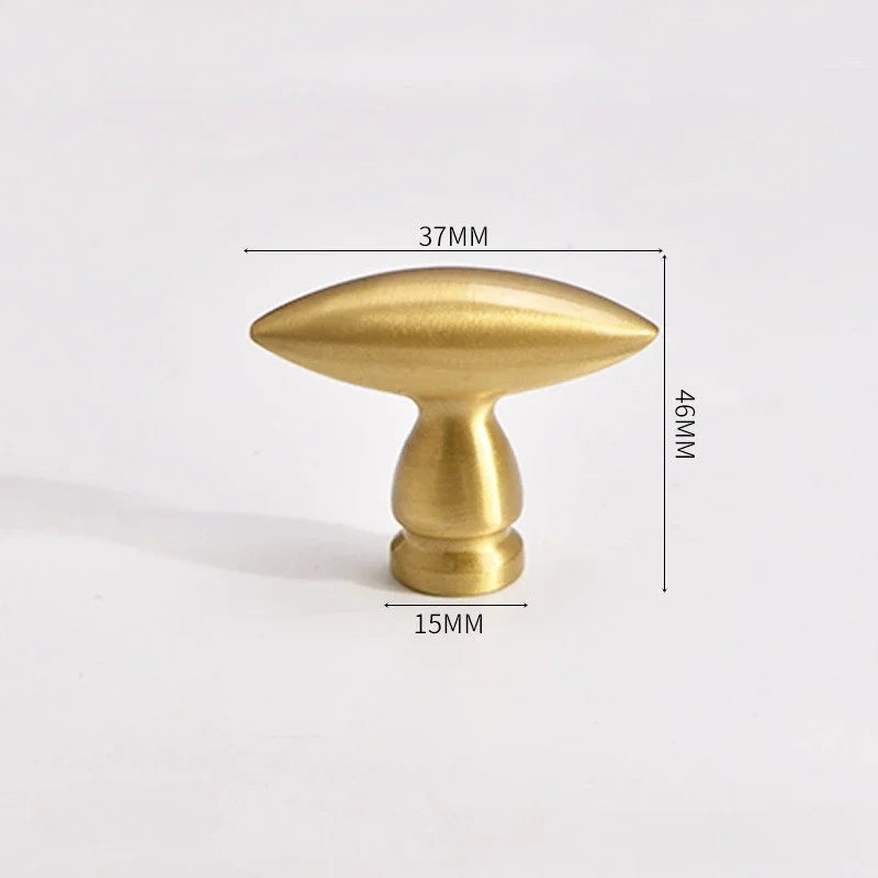European Olive Shape Knobs for Furniture Vintage Solid Brass Kitchen Cabinet Knobs and Handles Closet Door Dresser Drawer Knobs