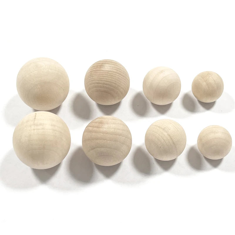 Wood Ball Knobs - Round Natural Wooden Furniture Knobs for Cabinet, Dresser, Wardrobe, Cupboard, Kitchen, Door Pulls and Handles