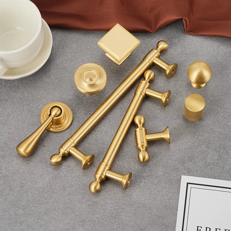 Handles for Furniture French Solid Brass Cupboard Door Knob and Handle American Kitchen Cabinet Drawer Handles