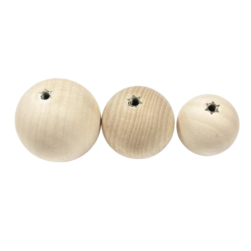 Wood Ball Knobs - Round Natural Wooden Furniture Knobs for Cabinet, Dresser, Wardrobe, Cupboard, Kitchen, Door Pulls and Handles