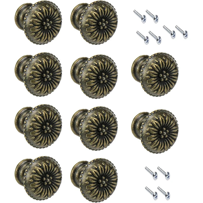 10-Pack New Chinese Style Plastic Drawer Pulls - Antique Bronze Mushroom Knobs, Single Hole Vintage Cabinet Handles for Hom