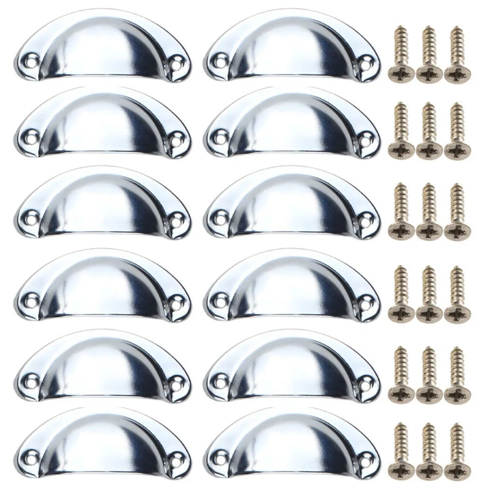12Pcs Cup Pull Shell Handles Half Moon Iron Retro Handle Kitchen Cupboard Cabinet Door Drawer Handles Door Hardware Accessory