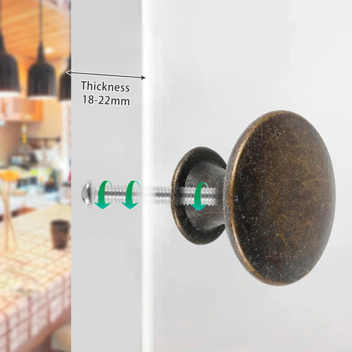 12Pcs Vintage Cabinet Knobs Antique Drawer Closet Knobs Bronze Round Single Hole Kitchen Cabinet Pull Handle Knobs Home Decor