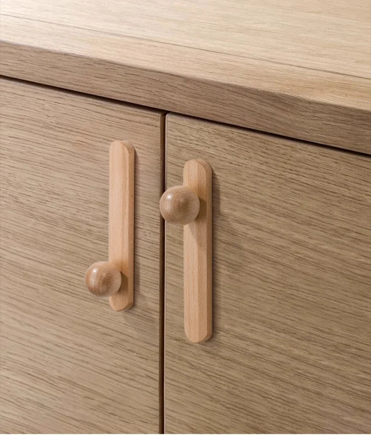 Nordic Walnut Wood Cabinet Knobs Minimalist Round Drawer Pulls Wardrobe Kitchen Cabinets furniture handles