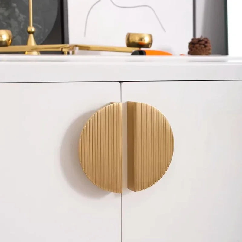 Modern Knobs Furniture Hardware Kitchen Accessories Brass Semicircular Cabinet Door Knob Handle Desk Drawer Pulls/Vertical Lines