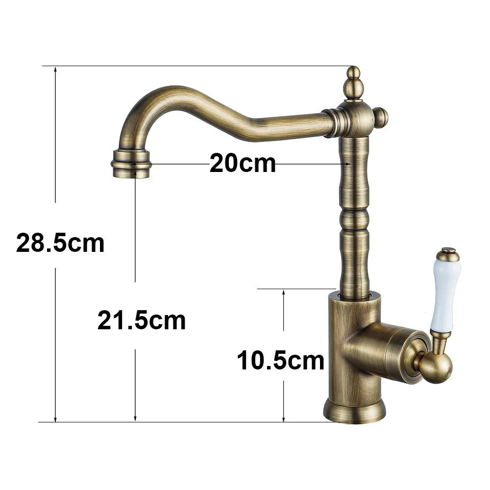 Tuqiu Black Antique Kitchen Mixer Tap – Single Lever, Hot & Cold