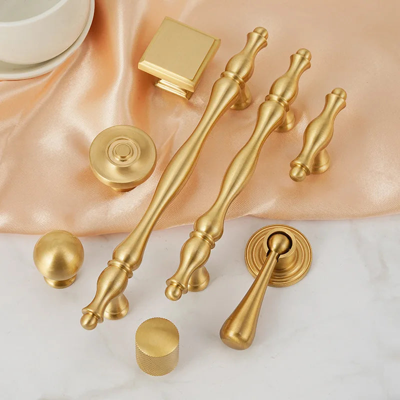 Handles for Furniture French Solid Brass Cupboard Door Knob and Handle American Kitchen Cabinet Drawer Handles