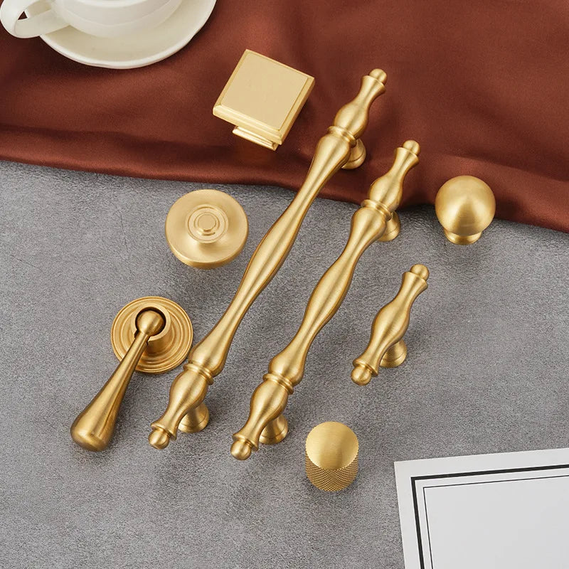Handles for Furniture French Solid Brass Cupboard Door Knob and Handle American Kitchen Cabinet Drawer Handles