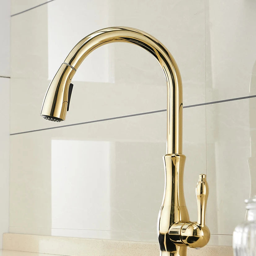 Black Pull-Out Kitchen Sink Mixer Tap – Single Lever, 360° Rotation