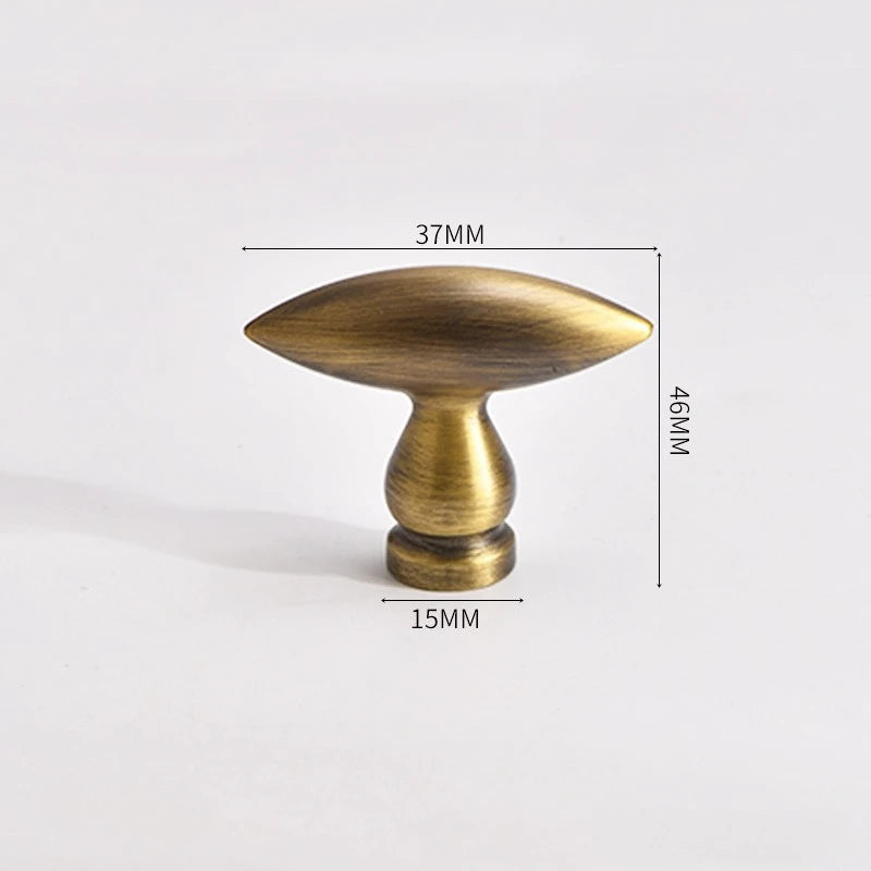 European Olive Shape Knobs for Furniture Vintage Solid Brass Kitchen Cabinet Knobs and Handles Closet Door Dresser Drawer Knobs