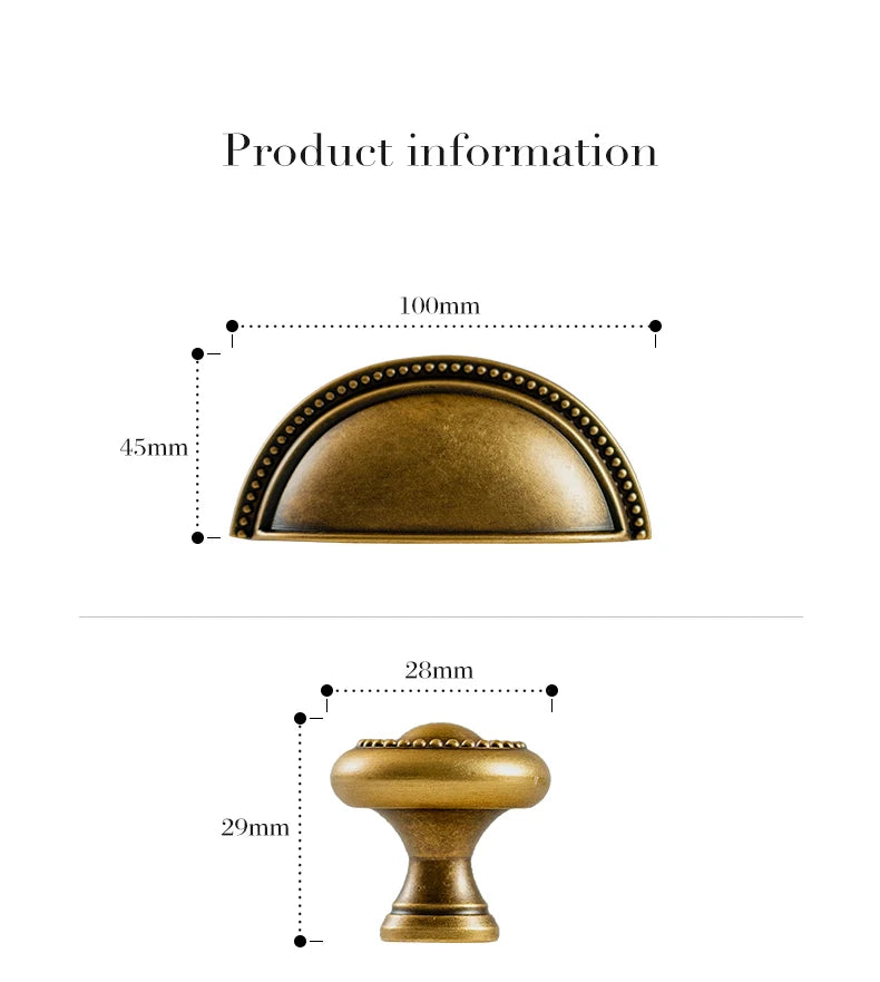 Vintage Bronze Solid Brass Cabinet Handle Cupboard Pulls Furniture Hardware Drawer Pull Kitchen Drawer Handles Cup Pull