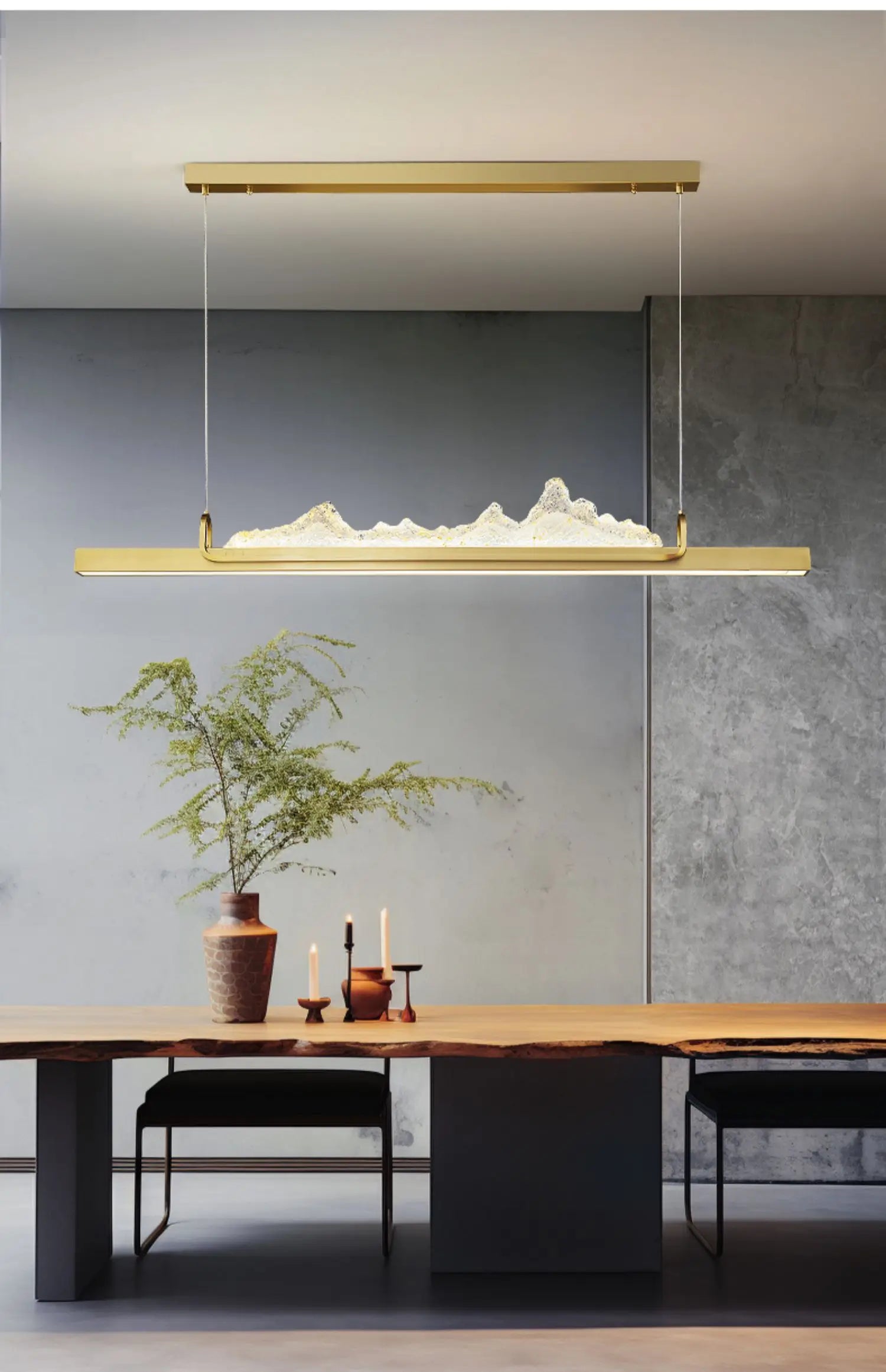 Pasha restaurant chandelier modern simple one-word bar chandelier new Chinese zen landscape restaurant chandelier lamp