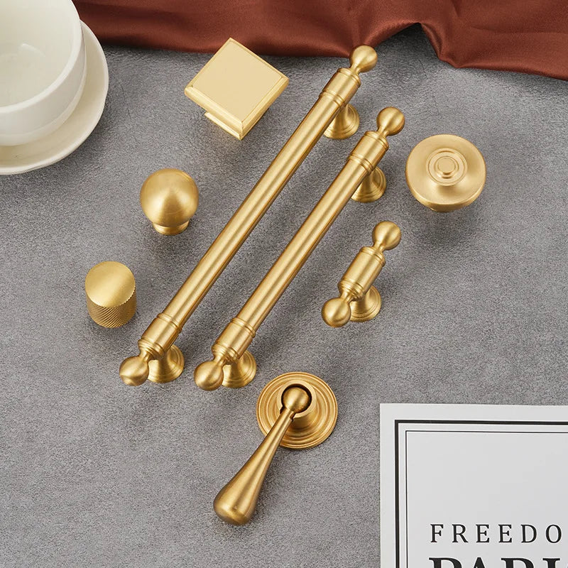 Handles for Furniture French Solid Brass Cupboard Door Knob and Handle American Kitchen Cabinet Drawer Handles