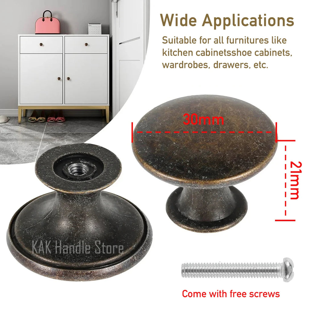 KAK 12PCS Vintage Bronze Furniture Knobs and Handles Black Kitchen Handle Antique Bronze Brass Drawer Knobs Door Hardware