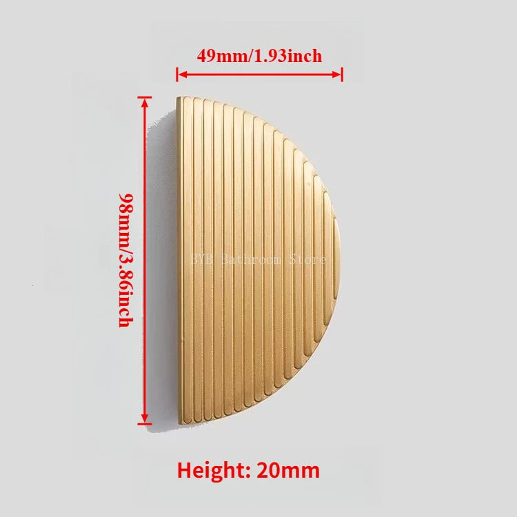 Modern Knobs Furniture Hardware Kitchen Accessories Brass Semicircular Cabinet Door Knob Handle Desk Drawer Pulls/Vertical Lines