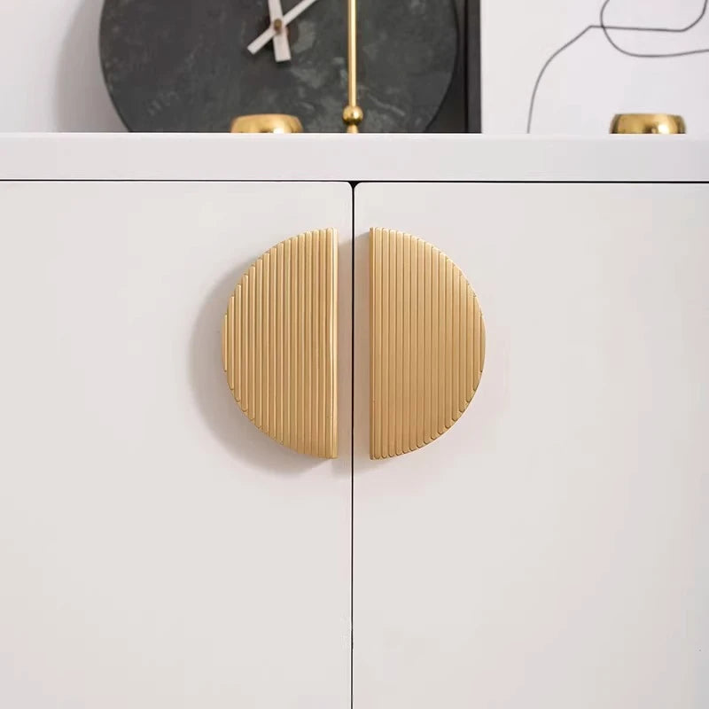 Modern Knobs Furniture Hardware Kitchen Accessories Brass Semicircular Cabinet Door Knob Handle Desk Drawer Pulls/Vertical Lines