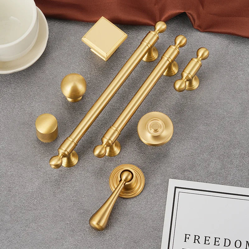 Handles for Furniture French Solid Brass Cupboard Door Knob and Handle American Kitchen Cabinet Drawer Handles