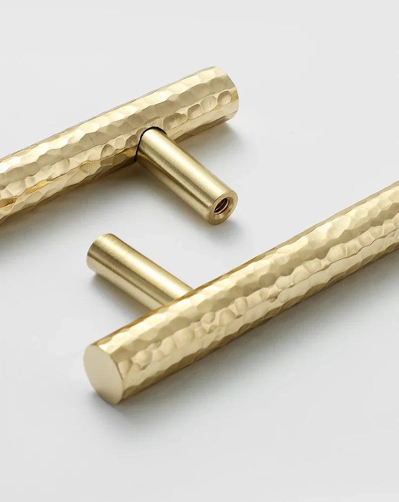 Brass Handle For Cabinet Hammered Golden Polished Gloss Drawer Kitchen Cupboard Furniture Modern Round Knobs