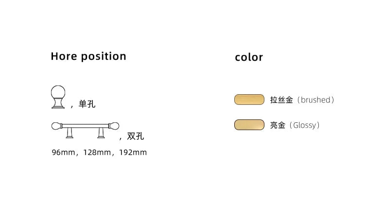 Luxury cabinet door handles, French-style cabinet and drawer single-hole knobs, electroplated gold pulls, furniture accessories