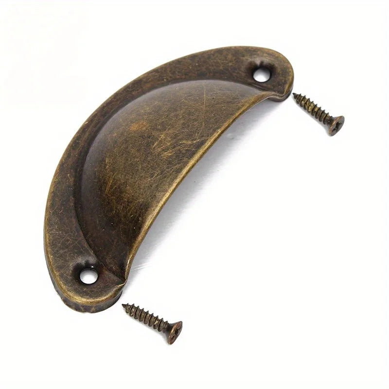 4pcs Antique Handles Vintage Cabinet Knobs Retro Drawer Door Box Handle Cupboard Brass Frame Pull Furniture Hardware
