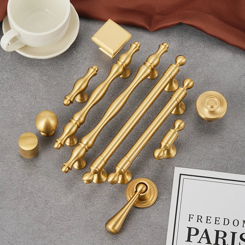 Handles for Furniture French Solid Brass Cupboard Door Knob and Handle American Kitchen Cabinet Drawer Handles