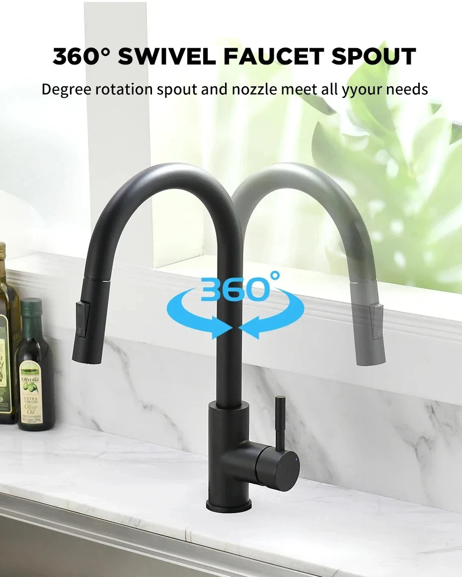 Silver Pull-Out Kitchen Basin Mixer Tap – Single Hole, G1/2