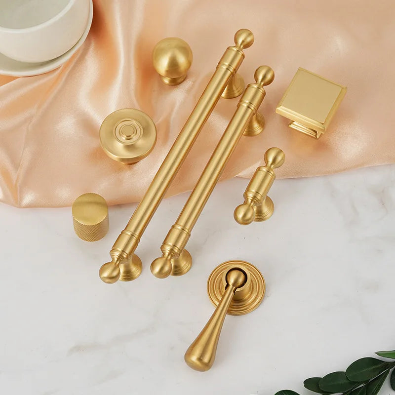Handles for Furniture French Solid Brass Cupboard Door Knob and Handle American Kitchen Cabinet Drawer Handles