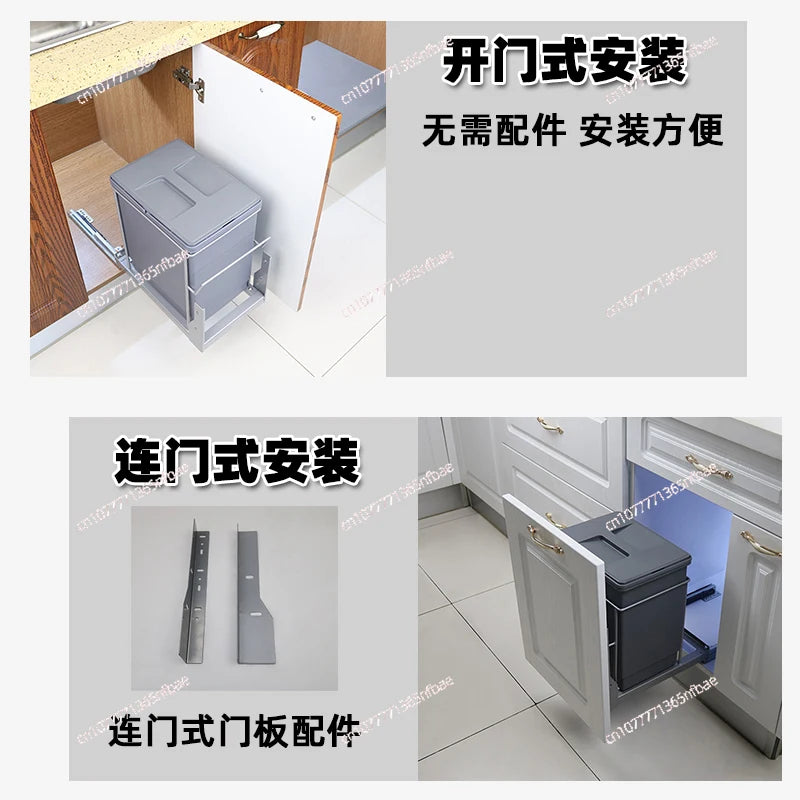 Recessed Pull-Out Kitchen Bin with Lid – Multiple Colour Options