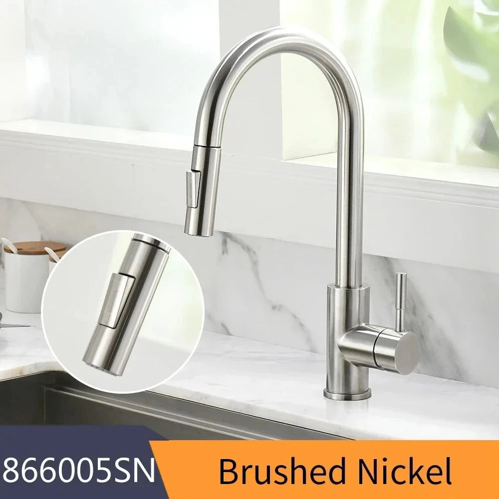 Silver Pull-Out Kitchen Basin Mixer Tap – Single Hole, G1/2