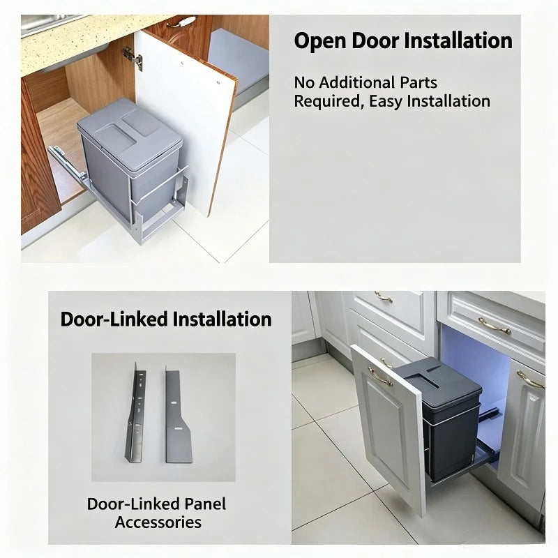 Recessed Pull-Out Kitchen Bin with Lid – Multiple Colour Options