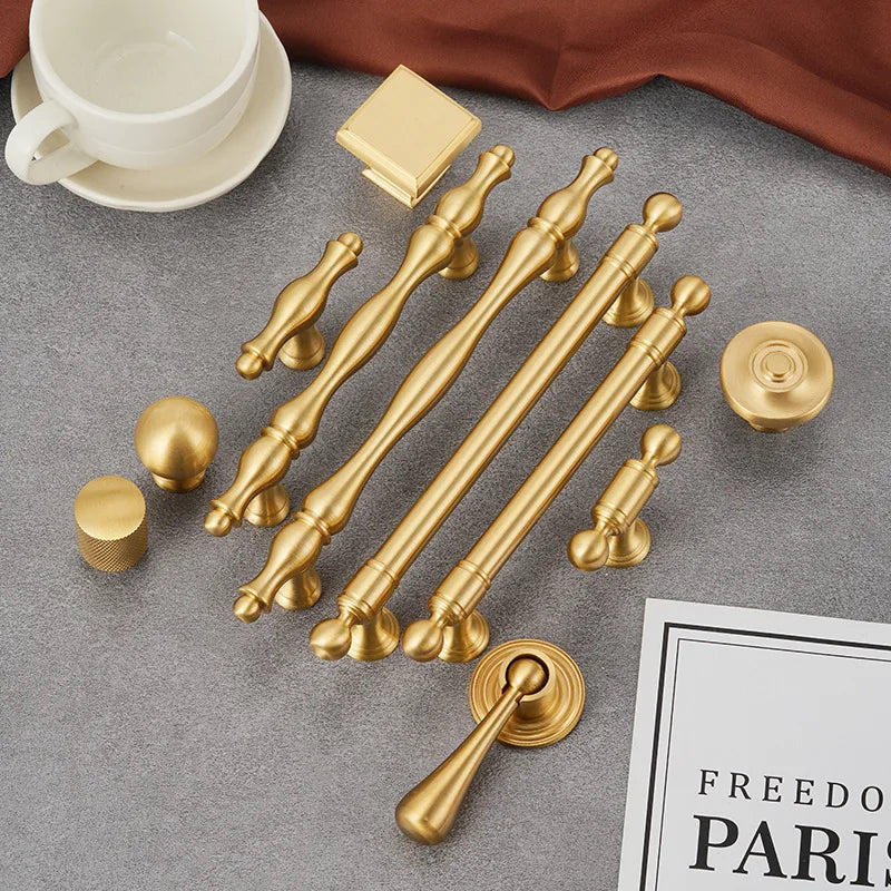Handles for Furniture French Solid Brass Cupboard Door Knob and Handle American Kitchen Cabinet Drawer Handles