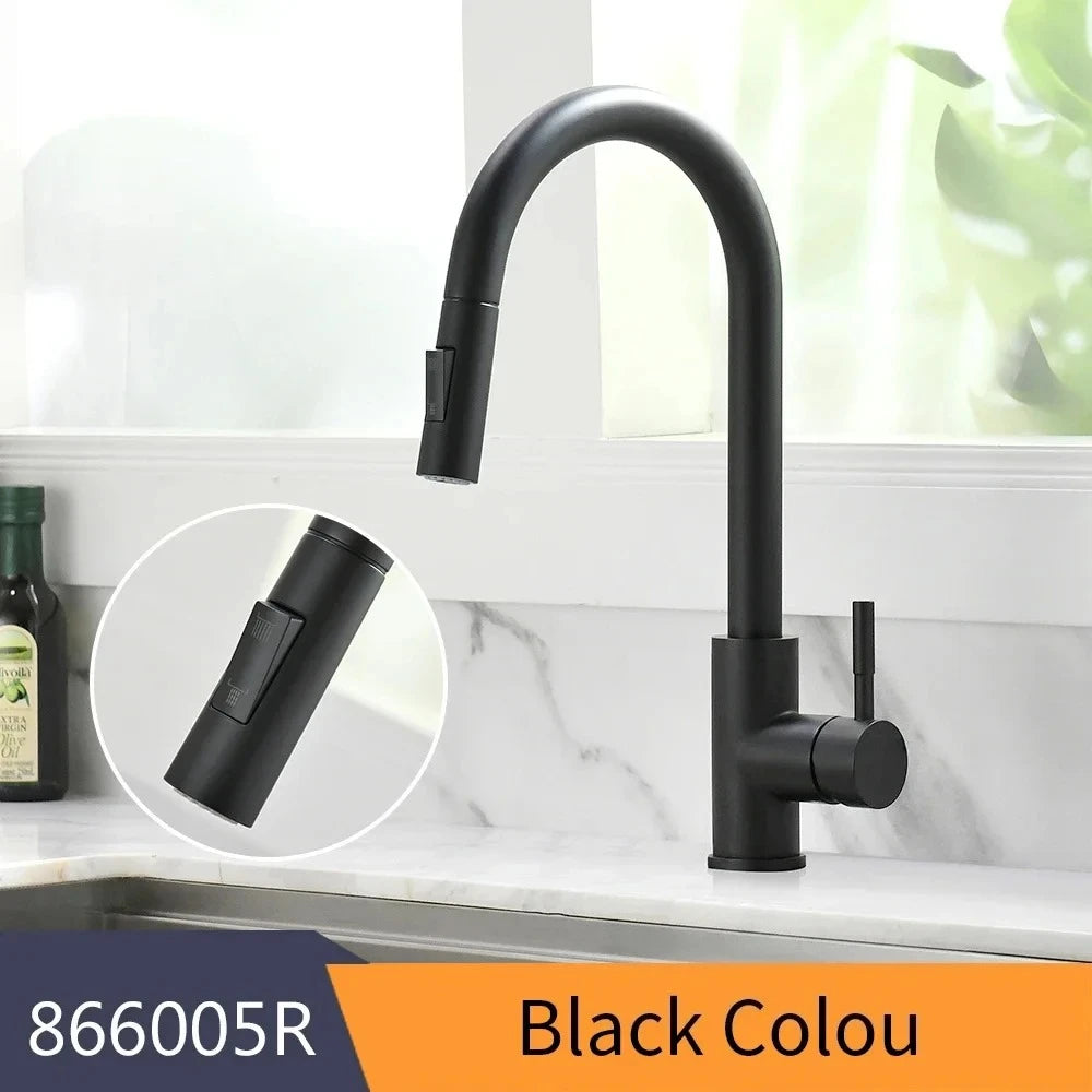 Silver Pull-Out Kitchen Basin Mixer Tap – Single Hole, G1/2