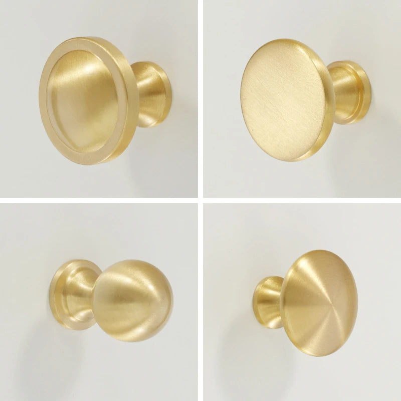 Modern Simple Solid Brass Cabinet Knobs Furniture Wardrobe Handle Kitchen Copper Pulls Doorknob