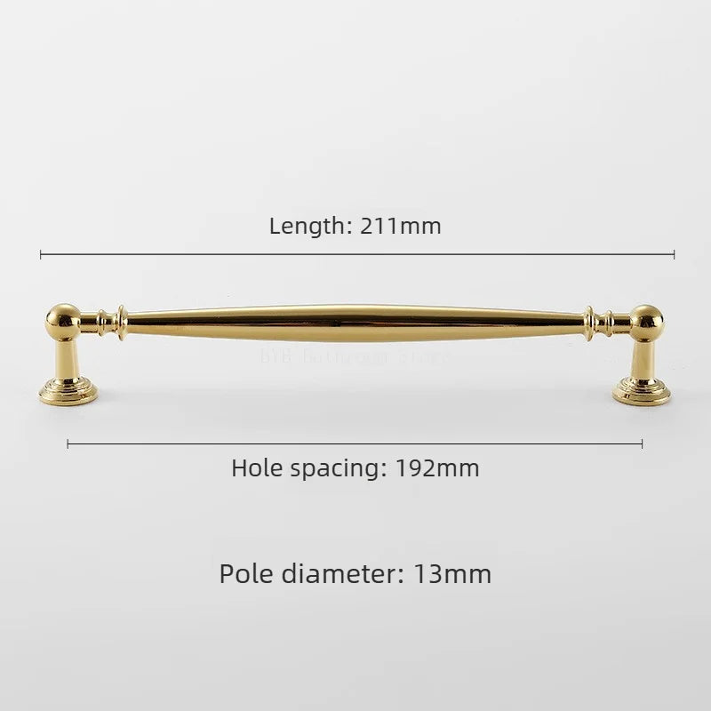 Brass Furniture Handles Bright Gold Cupboard Kitchen Cabinet Pulls Solid Copper Luxury Wardrobe Dresser Drawer Knobs Door Handle