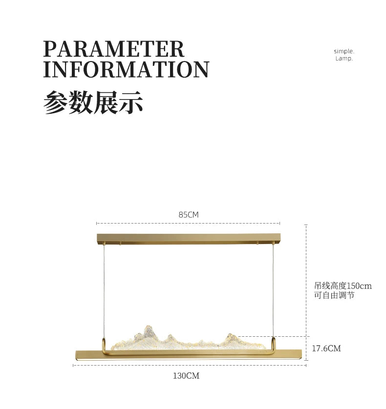 Pasha restaurant chandelier modern simple one-word bar chandelier new Chinese zen landscape restaurant chandelier lamp