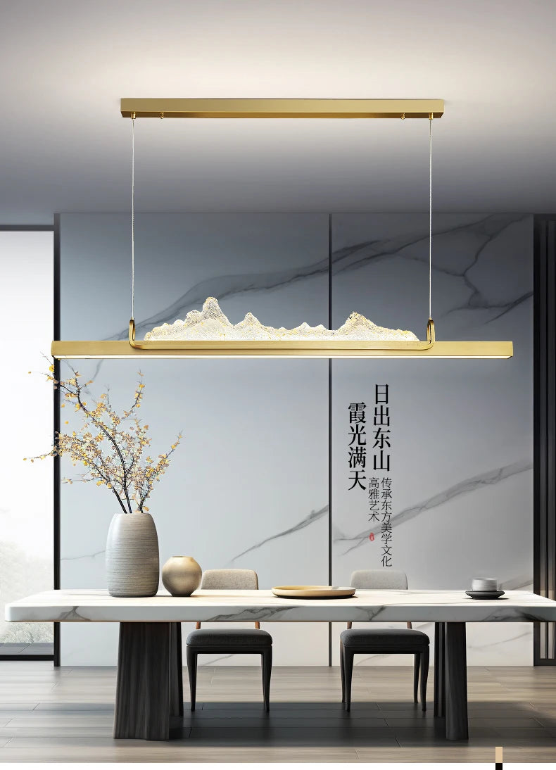 Pasha restaurant chandelier modern simple one-word bar chandelier new Chinese zen landscape restaurant chandelier lamp
