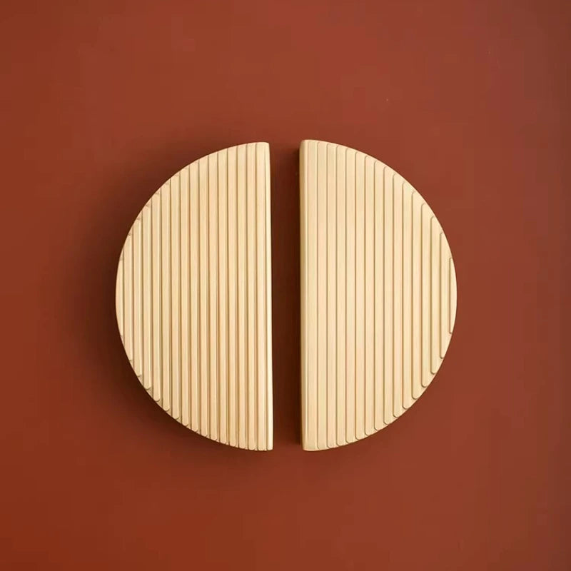 Modern Knobs Furniture Hardware Kitchen Accessories Brass Semicircular Cabinet Door Knob Handle Desk Drawer Pulls/Vertical Lines