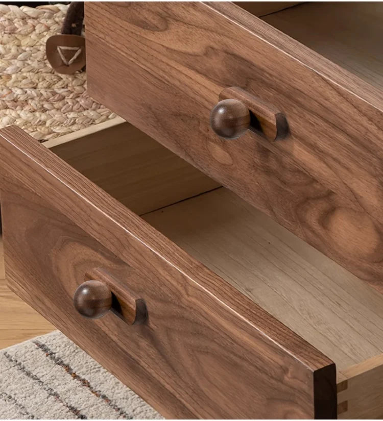 Nordic Walnut Wood Cabinet Knobs Minimalist Round Drawer Pulls Wardrobe Kitchen Cabinets furniture handles