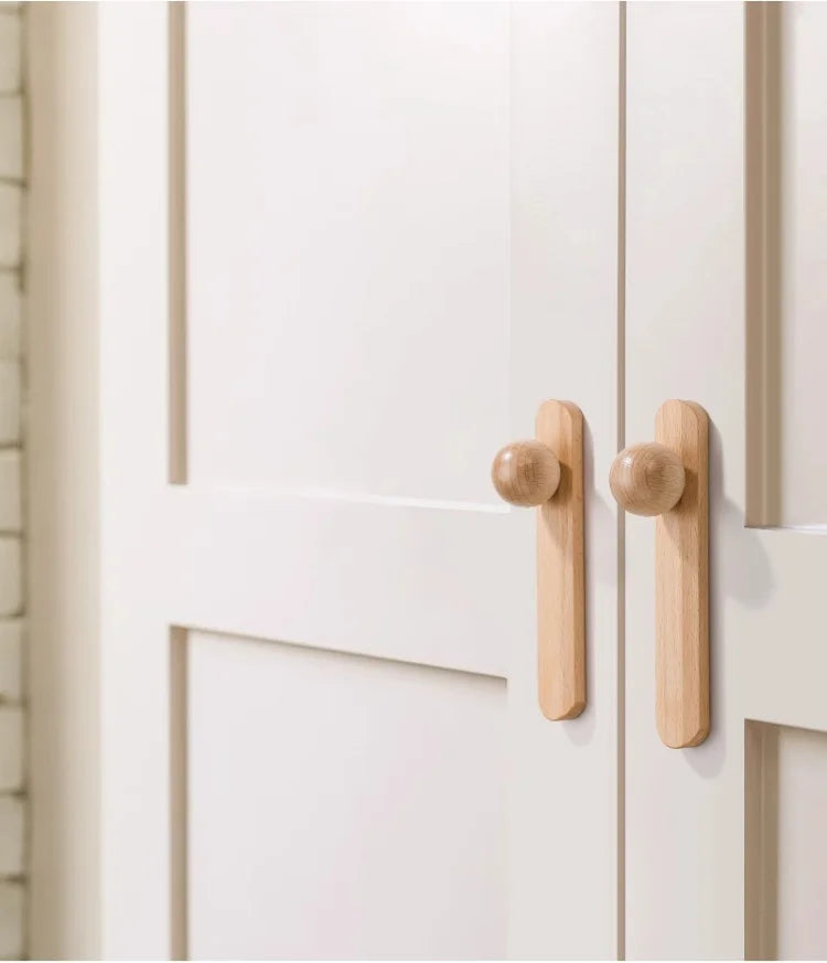 Nordic Walnut Wood Cabinet Knobs Minimalist Round Drawer Pulls Wardrobe Kitchen Cabinets furniture handles