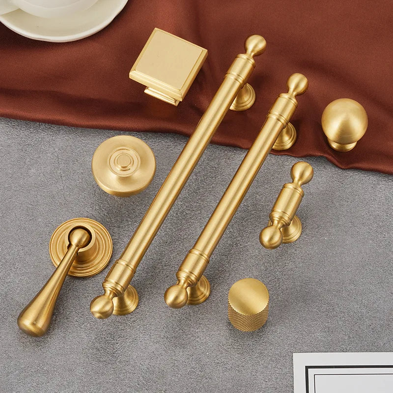 Handles for Furniture French Solid Brass Cupboard Door Knob and Handle American Kitchen Cabinet Drawer Handles