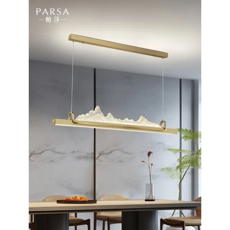 Pasha restaurant chandelier modern simple one-word bar chandelier new Chinese zen landscape restaurant chandelier lamp