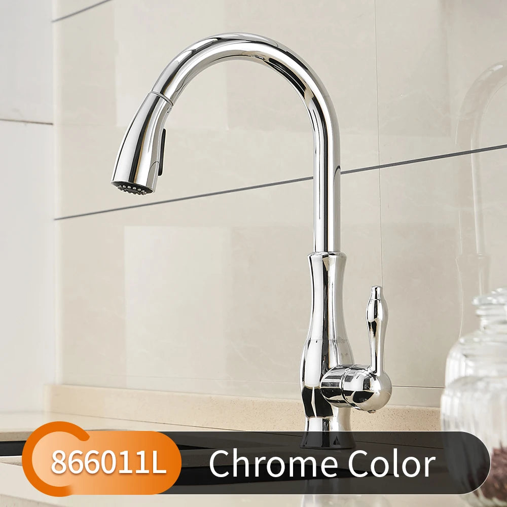 Black Pull Out Single Lever Kitchen Mixer Tap – 360° Rotation