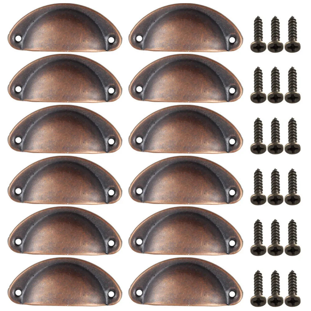 12Pcs Cup Pull Shell Handles Half Moon Iron Retro Handle Kitchen Cupboard Cabinet Door Drawer Handles Door Hardware Accessory