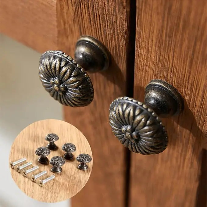 10-Pack New Chinese Style Plastic Drawer Pulls - Antique Bronze Mushroom Knobs, Single Hole Vintage Cabinet Handles for Hom
