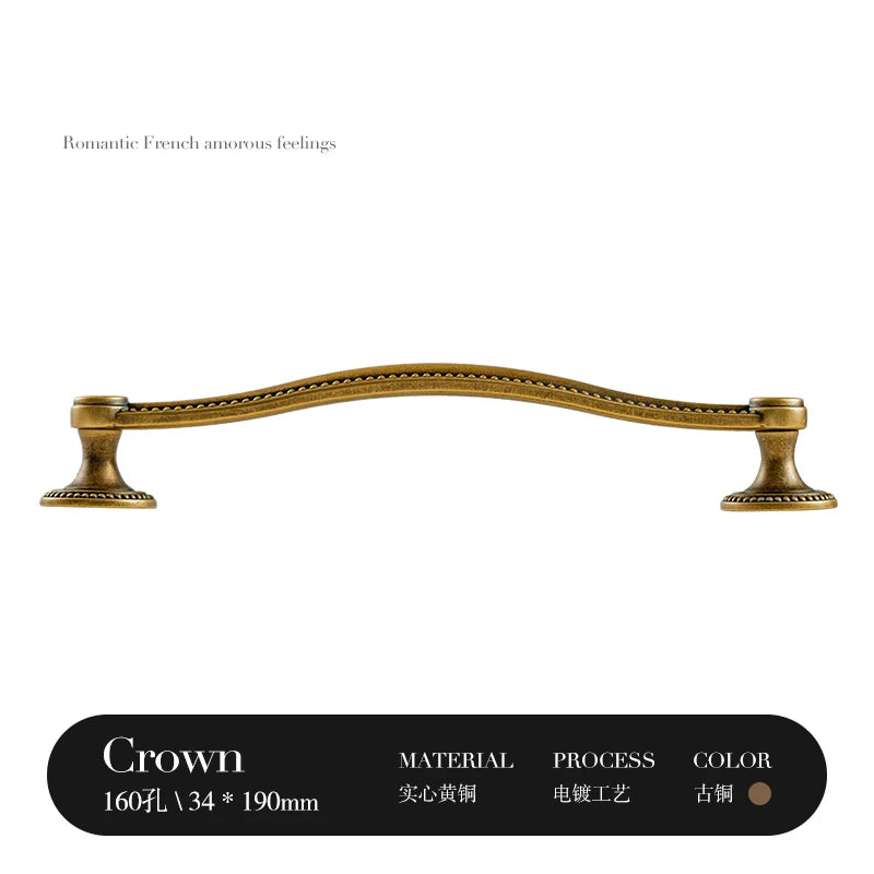 Vintage Bronze Solid Brass Cabinet Handle Cupboard Pulls Furniture Hardware Drawer Pull Kitchen Drawer Handles Cup Pull