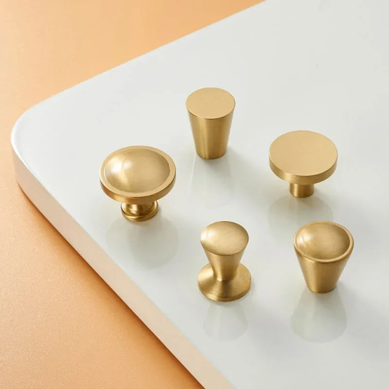 Modern Simple Solid Brass Cabinet Knobs Furniture Wardrobe Handle Kitchen Copper Pulls Doorknob