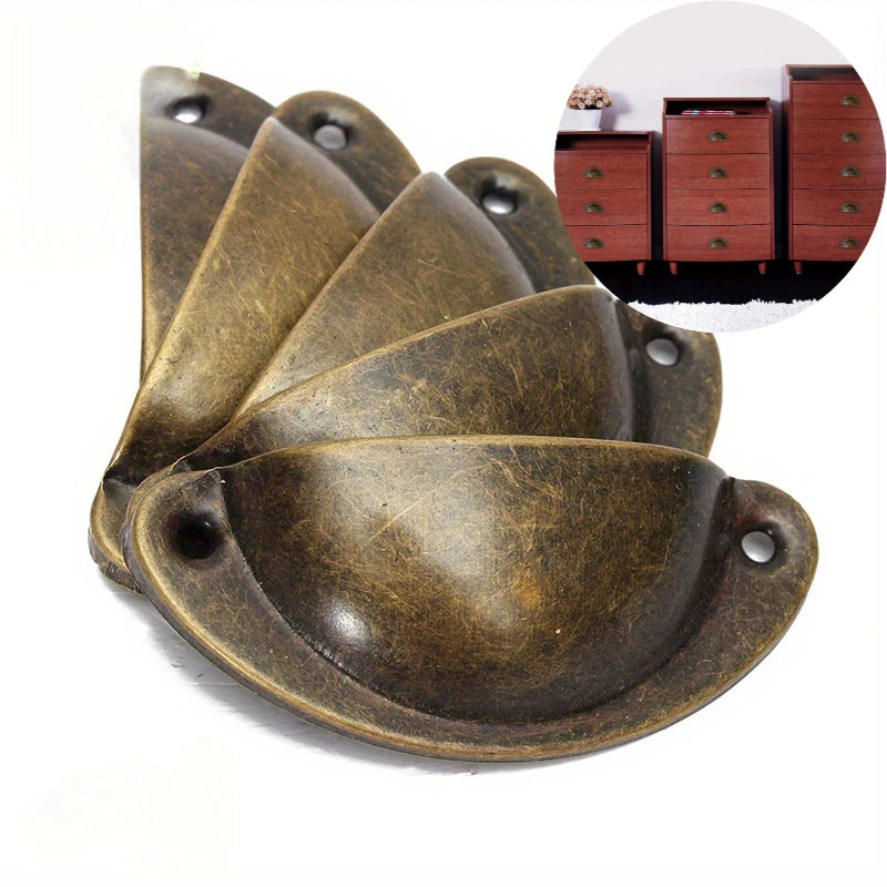 4pcs Antique Handles Vintage Cabinet Knobs Retro Drawer Door Box Handle Cupboard Brass Frame Pull Furniture Hardware