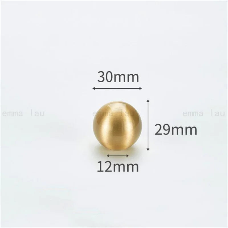 Nordic Round Ball Handle Solid Brass Furniture Knob and Handle Drawer Cabinet Door Knobs Cupboard Single Hole Pulls Handles