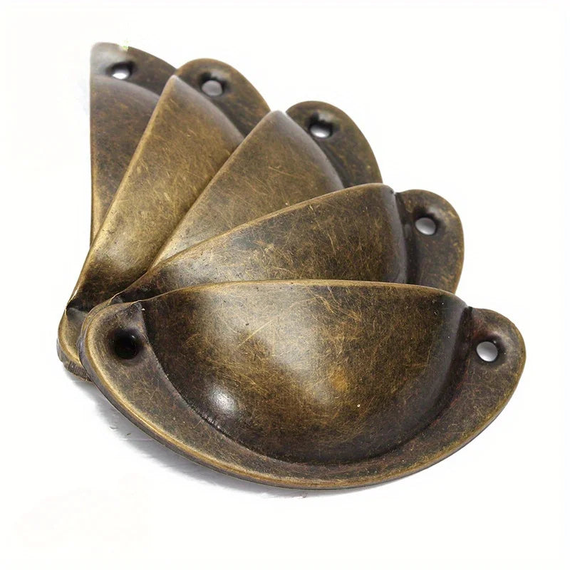 4pcs Antique Handles Vintage Cabinet Knobs Retro Drawer Door Box Handle Cupboard Brass Frame Pull Furniture Hardware