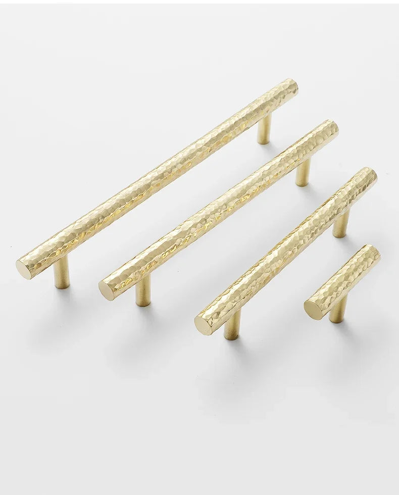 Brass Handle For Cabinet Hammered Golden Polished Gloss Drawer Kitchen Cupboard Furniture Modern Round Knobs